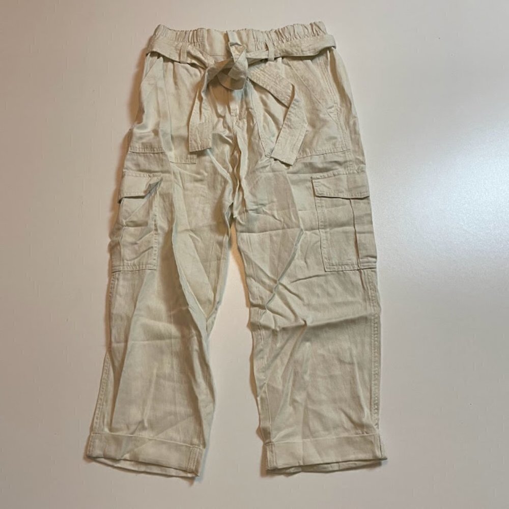 NWT Banana Republic Pant Trouser Cargo Utility Paperbag Waist Belt Linen Cotton